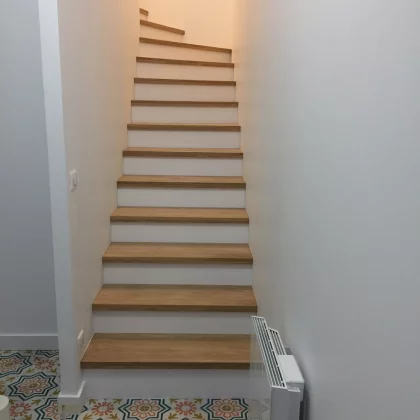 Escalier finition chne / blanc satin