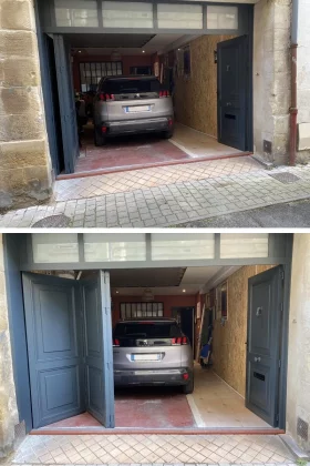 Porte de garage accord�on en bois